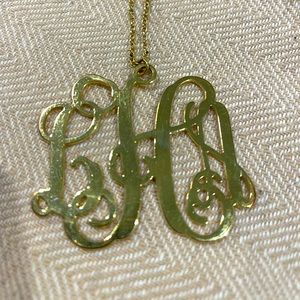 Gold plated monogram necklace - LAH initials